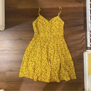 NWOT Old navy golden yellow navy white ditzy floral dress medium
